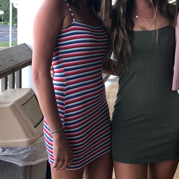 H&M (Divided) mini bodycon dress, red/white/blue/black striped size 4 - Picture 2 of 8